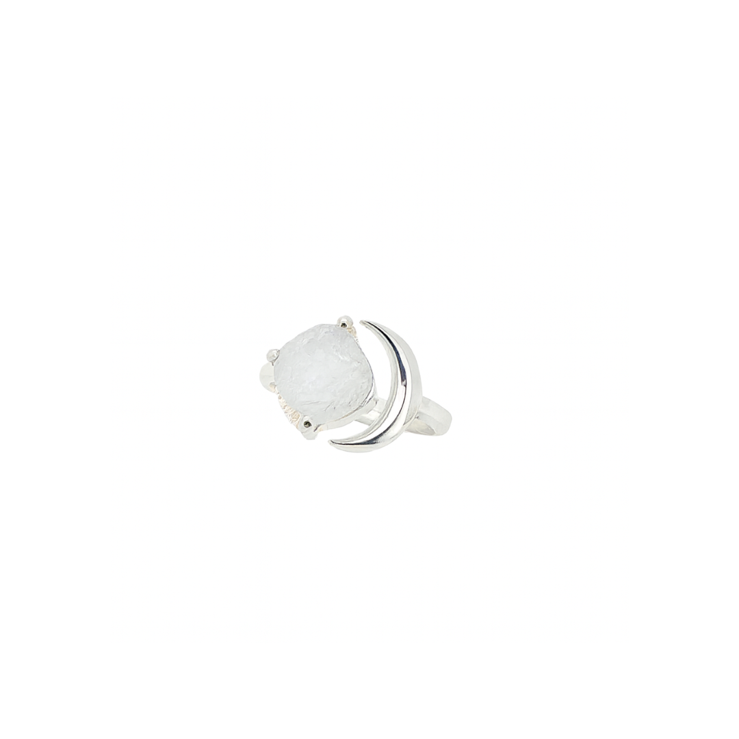 Natural Moonstone Ring - Adjustable 925 Sterling Silver