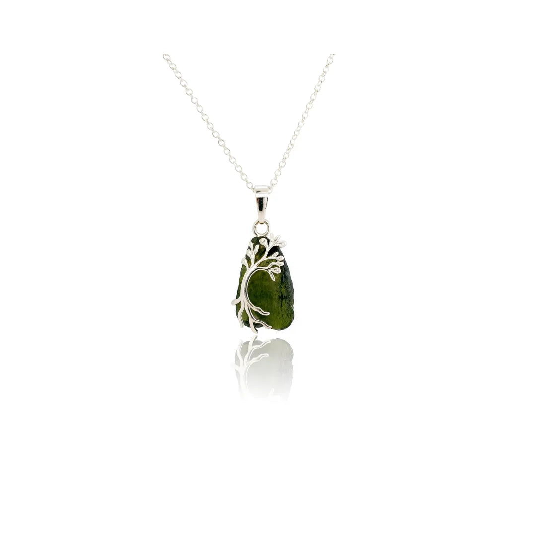 Natural Moldavite Pendant – 925 Sterling Silver