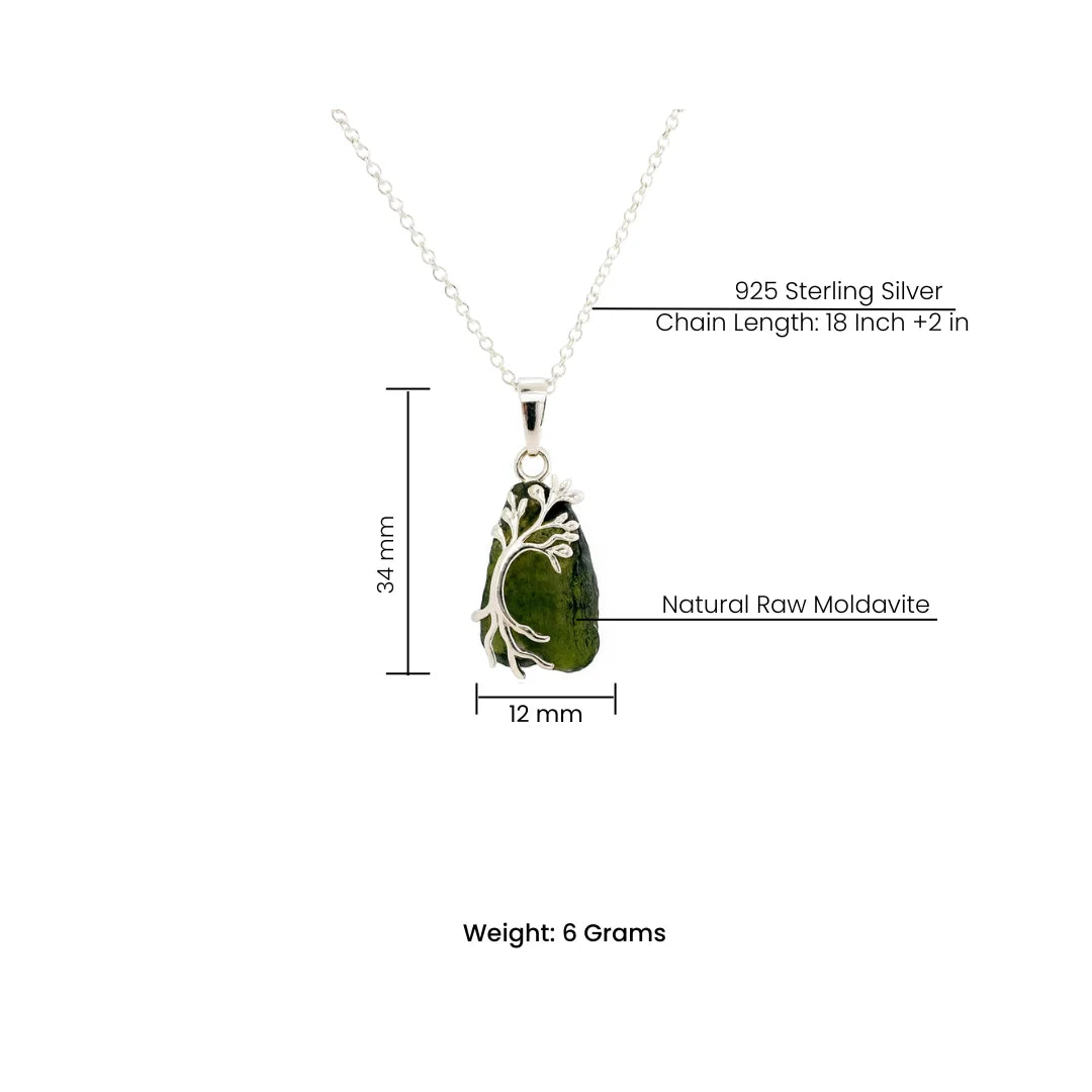 Natural Moldavite Pendant – 925 Sterling Silver