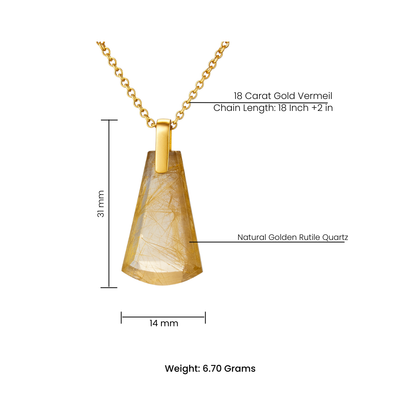Natural Golden Rutile Quartz Pendant | 18K Gold Vermeil