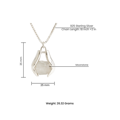 Healing Hands Pendant – 925 Sterling Silver - Moonstone or Amethyst