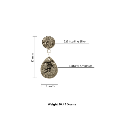 Natural Pyrite Druzy Drop Earrings - 925 Sterling Silver