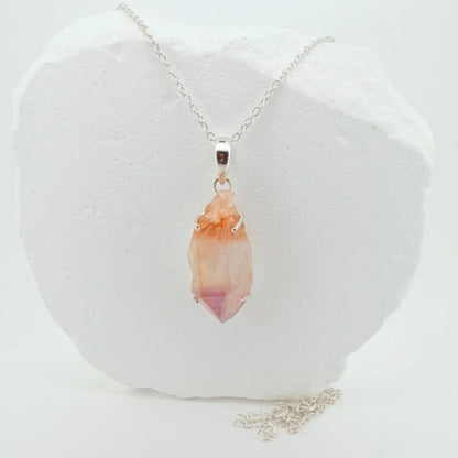 Natural Raw Golden Healer Amethyst Pendant - 925 Sterling Silver