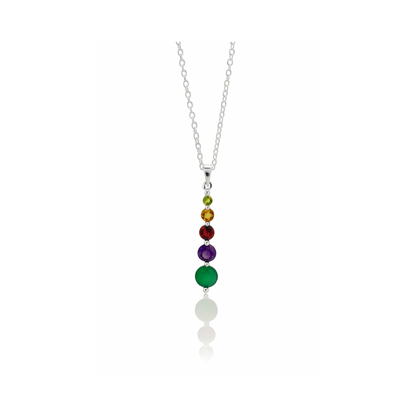 Multi-Gemstone Pendant - 925 Sterling Silver - Peridot, Citrine, Garnet, Amethyst & Green Onyx!