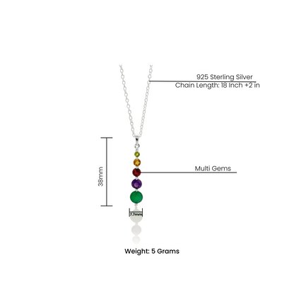 Multi-Gemstone Pendant - 925 Sterling Silver - Peridot, Citrine, Garnet, Amethyst & Green Onyx!