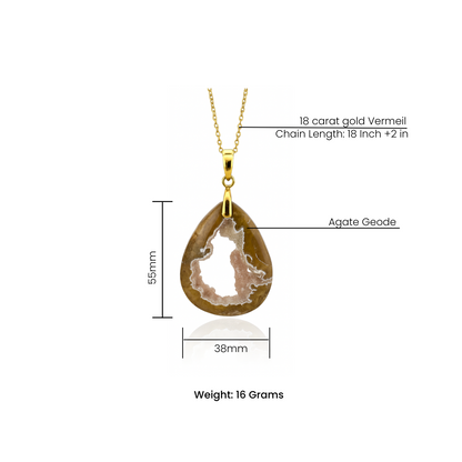 Natural Agate Geode Pendant Necklace in 18K Gold Vermeil
