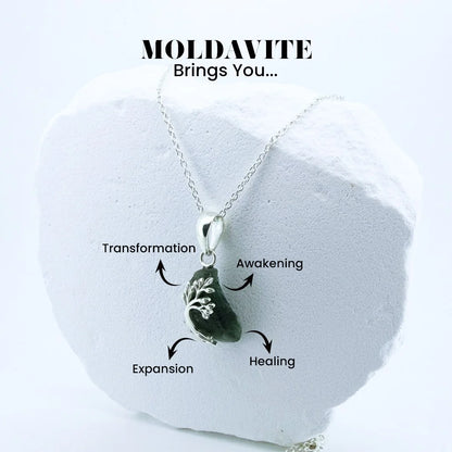 Natural Moldavite Pendant – 925 Sterling Silver