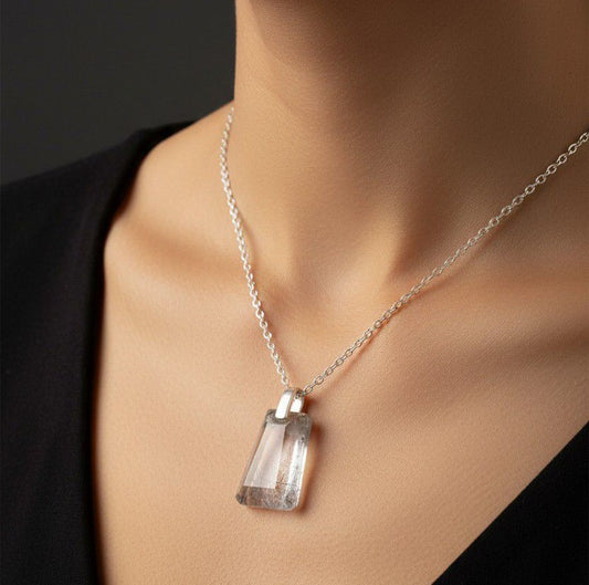 Natural Black Rutile Quartz Pendant | 925 Sterling Silver