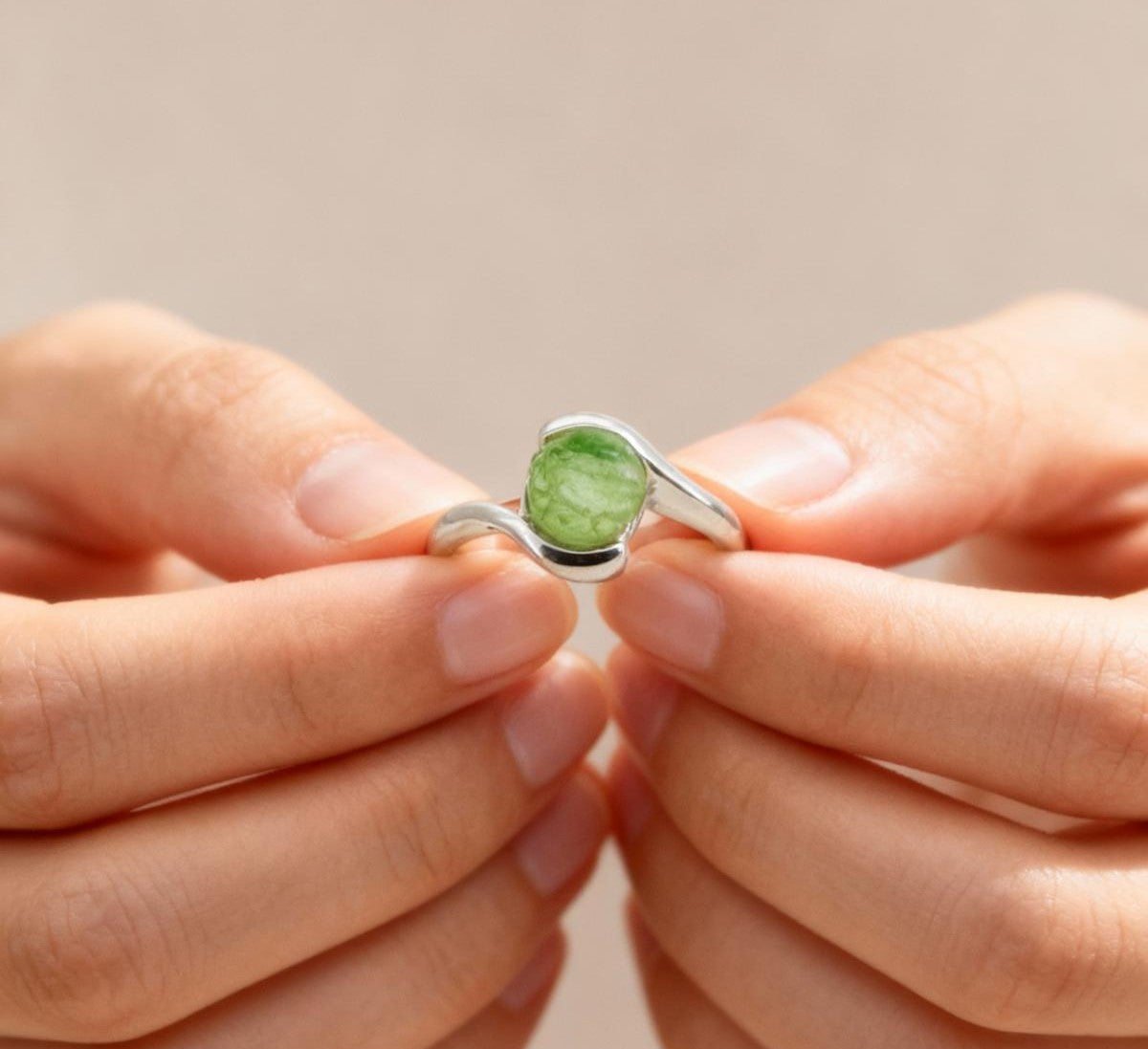 Natural Gemstone Wave Ring – Adjustable 925 Sterling Silver