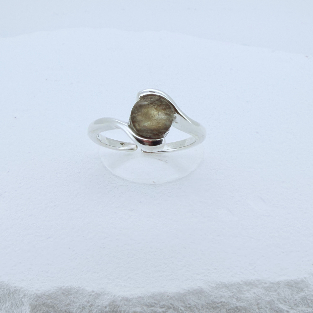 Natural Gemstone Wave Ring – Adjustable 925 Sterling Silver