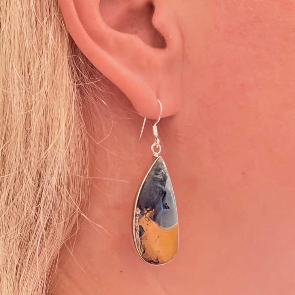 Natural Jasper Teardrop Earrings - 925 Sterling Silver