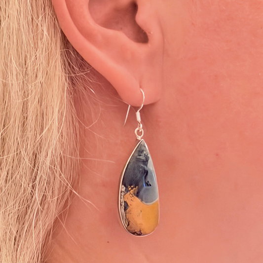 Natural Jasper Teardrop Earrings - 925 Sterling Silver