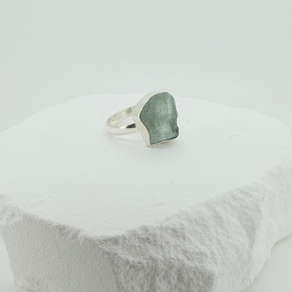 Raw Aquamarine Adjustable Ring In Sterling Silver Ring
