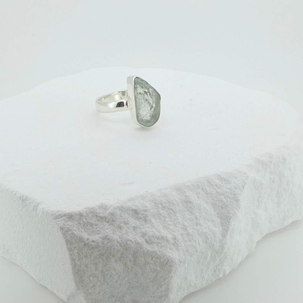 Raw Aquamarine Adjustable Ring Sterling Silver