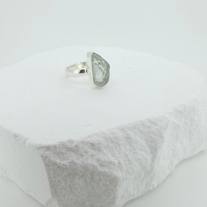 Raw Aquamarine Adjustable Ring Sterling Silver