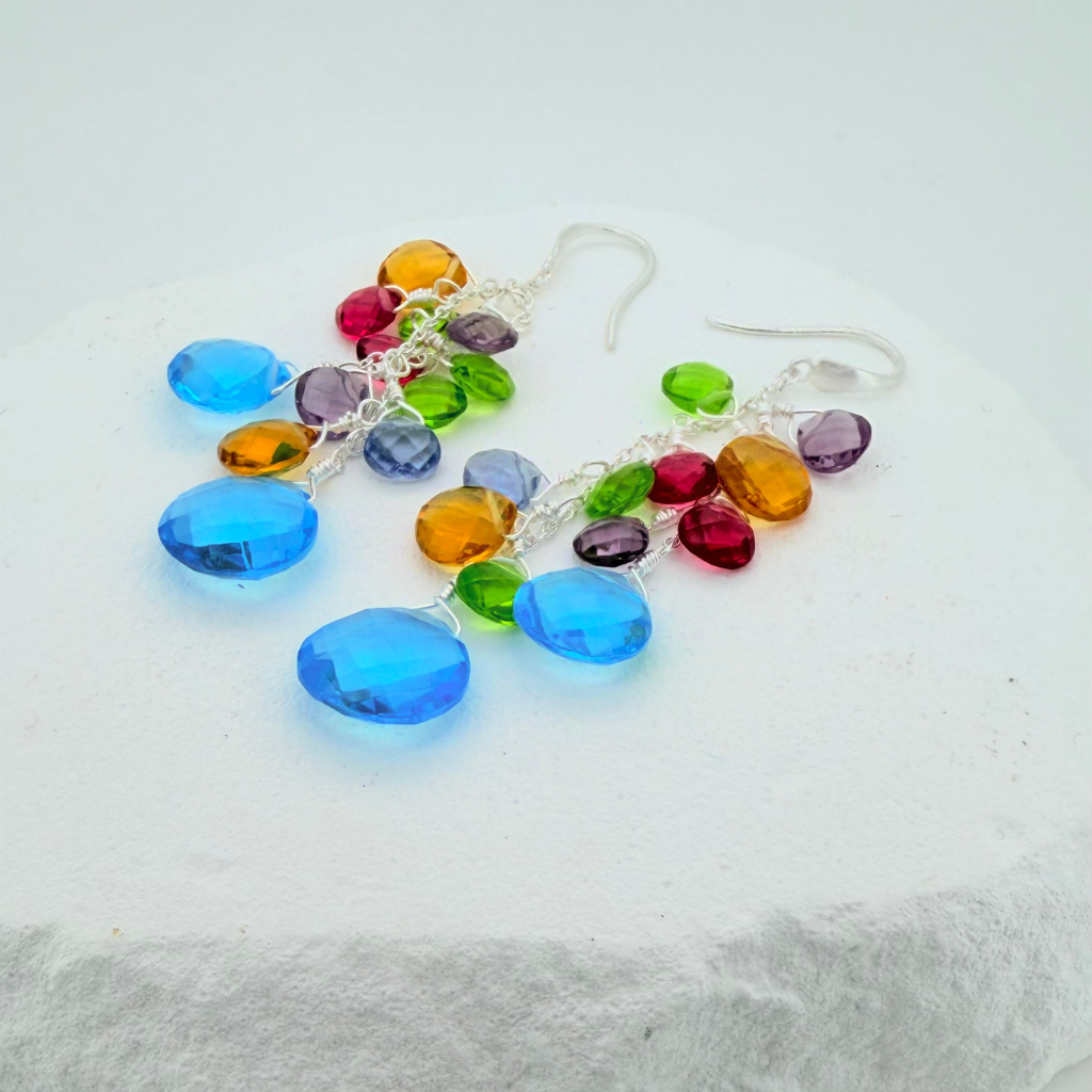 Natural Multi Gemstones Healing Earrings