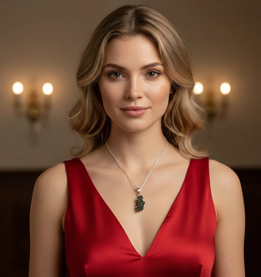 Natural Moldavite Pendant  – 925 Sterling Silver