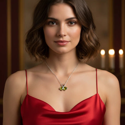 Natural Peridot Onyx Angel Pendant - 925 Sterling Silver