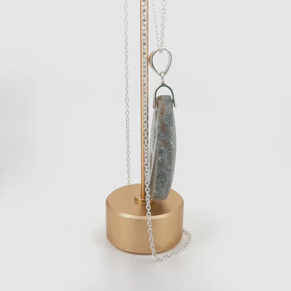 Natural Agate Teardrop Pendant -  925 Sterling Silver