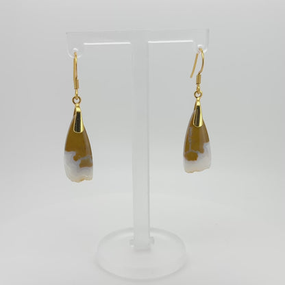 Natural Banded Agate Drop Earrings - 18K Gold Vermeil