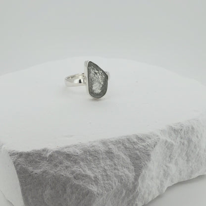 Raw Aquamarine Adjustable Ring Sterling Silver