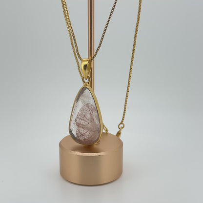 Natural Teardrop Rutilated Quartz Pendant Necklace - 18K Gold Vermeil