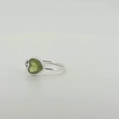 Natural Peridot & Black Onyx Ring – Adjustable 925 Sterling Silver