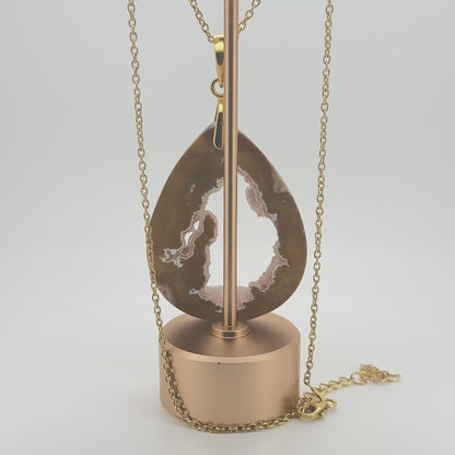 Natural Agate Geode Pendant Necklace in 18K Gold Vermeil