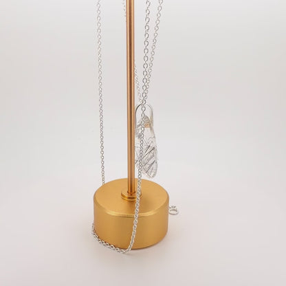 Natural Black Rutile Quartz Teardrop Pendant - 925 Sterling Silver