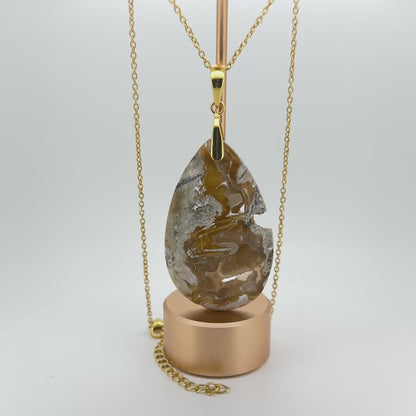 Natural Opalized Agate Pendant - 18K Gold Vermeil