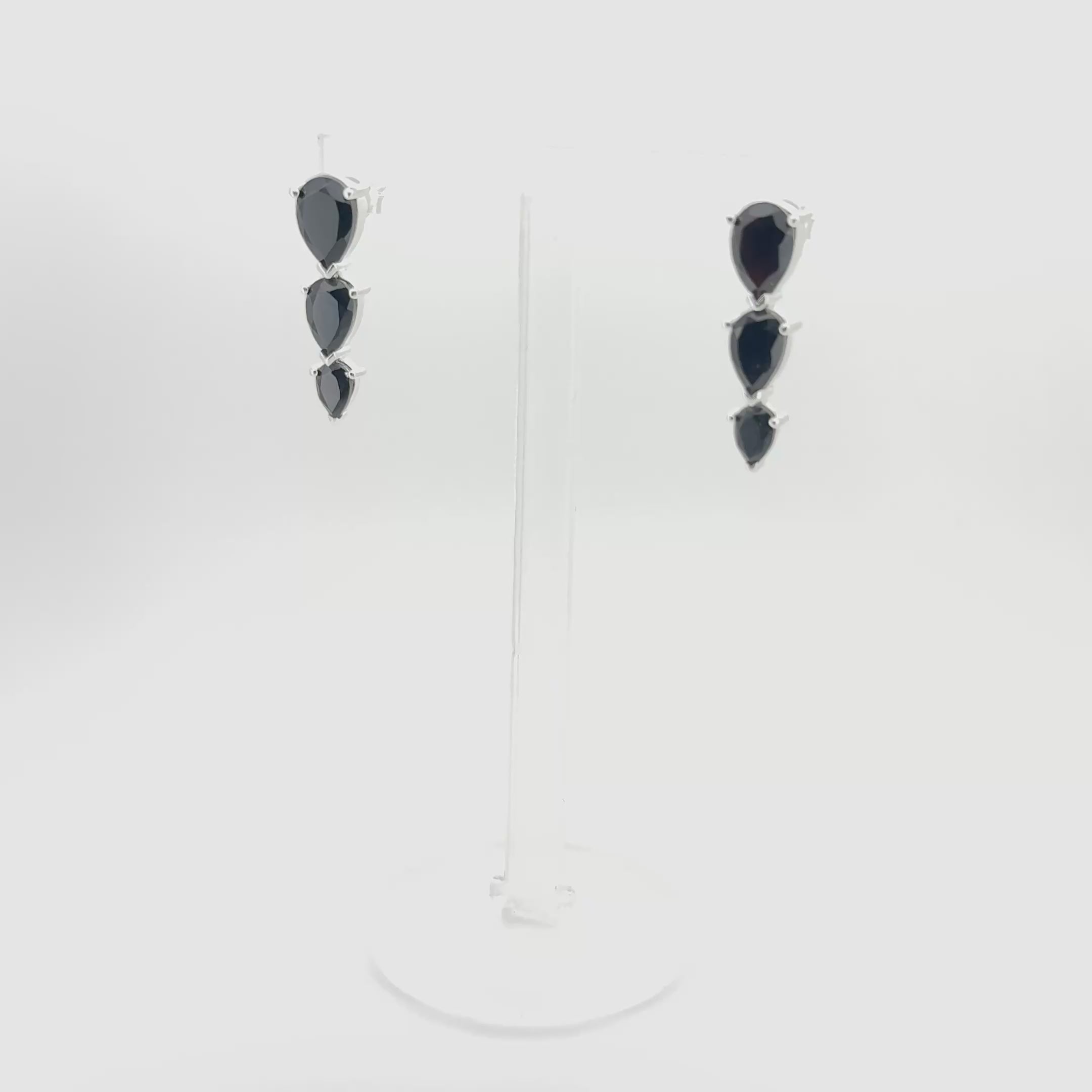 Natural Black Onyx Stud Earrings – 925 Sterling Silver