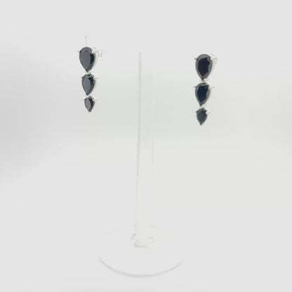 Natural Black Onyx Stud Earrings – 925 Sterling Silver