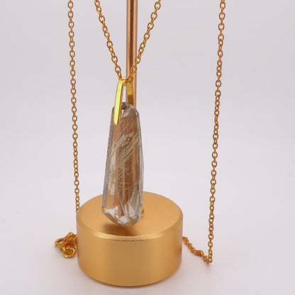 Natural Golden Rutile Quartz Pendant – 18K Gold Vermeil
