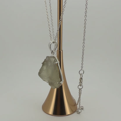 Raw Libyan Desert Glass Pendant in Fine Sterling Silver