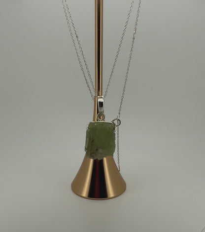 Raw Green Kyanite Pendant in 925 Sterling Silver