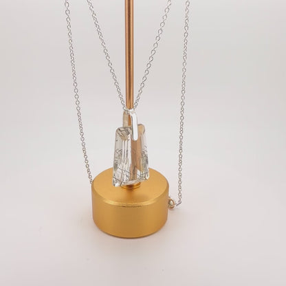 Natural Black Rutile Quartz Pendant | 925 Sterling Silver