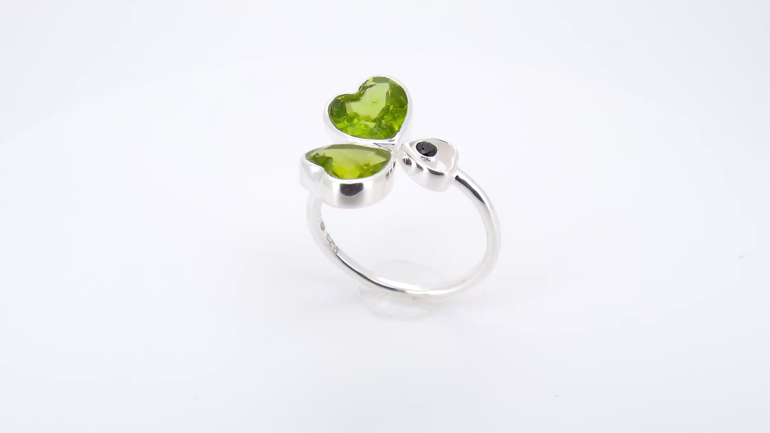 Peridot Heart Adjustable Ring - Adjustable 925 Sterling Silver