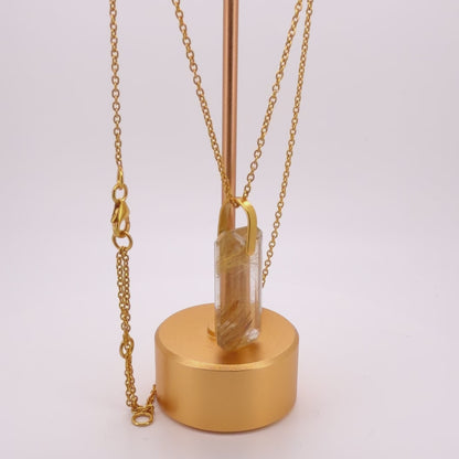 Radiant Golden Rutile Quartz Pendant | 18K Gold Vermeil