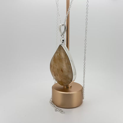 Natural Golden Fur Agate Pendant – 925 Sterling Silver