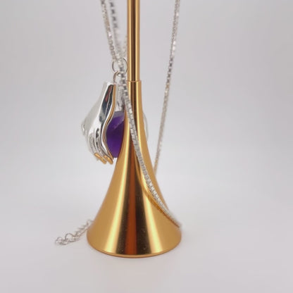 Healing Hands Pendant – 925 Sterling Silver - Moonstone or Amethyst