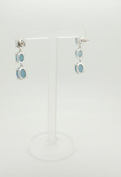 Raw Aquamarine Drop Earrings - 925 Sterling Silver