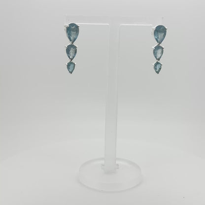 Aquamarine Stud Earrings - 925 Sterling Silver