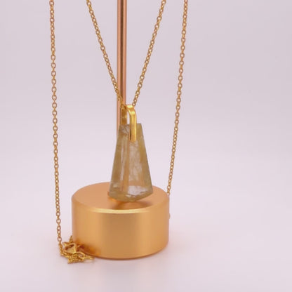 Natural Golden Rutile Quartz Pendant | 18K Gold Vermeil