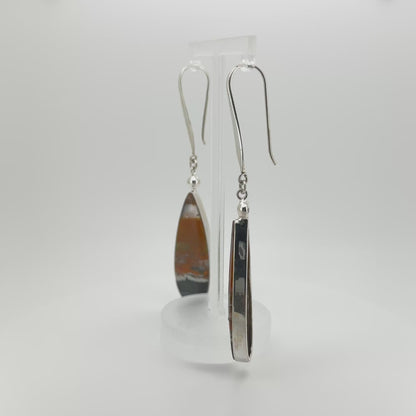 Natural Opalized Wood Jasper Earrings - 925 Sterling Silver