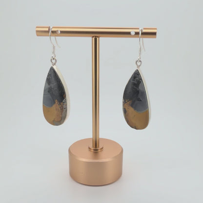 Natural Jasper Teardrop Earrings - 925 Sterling Silver