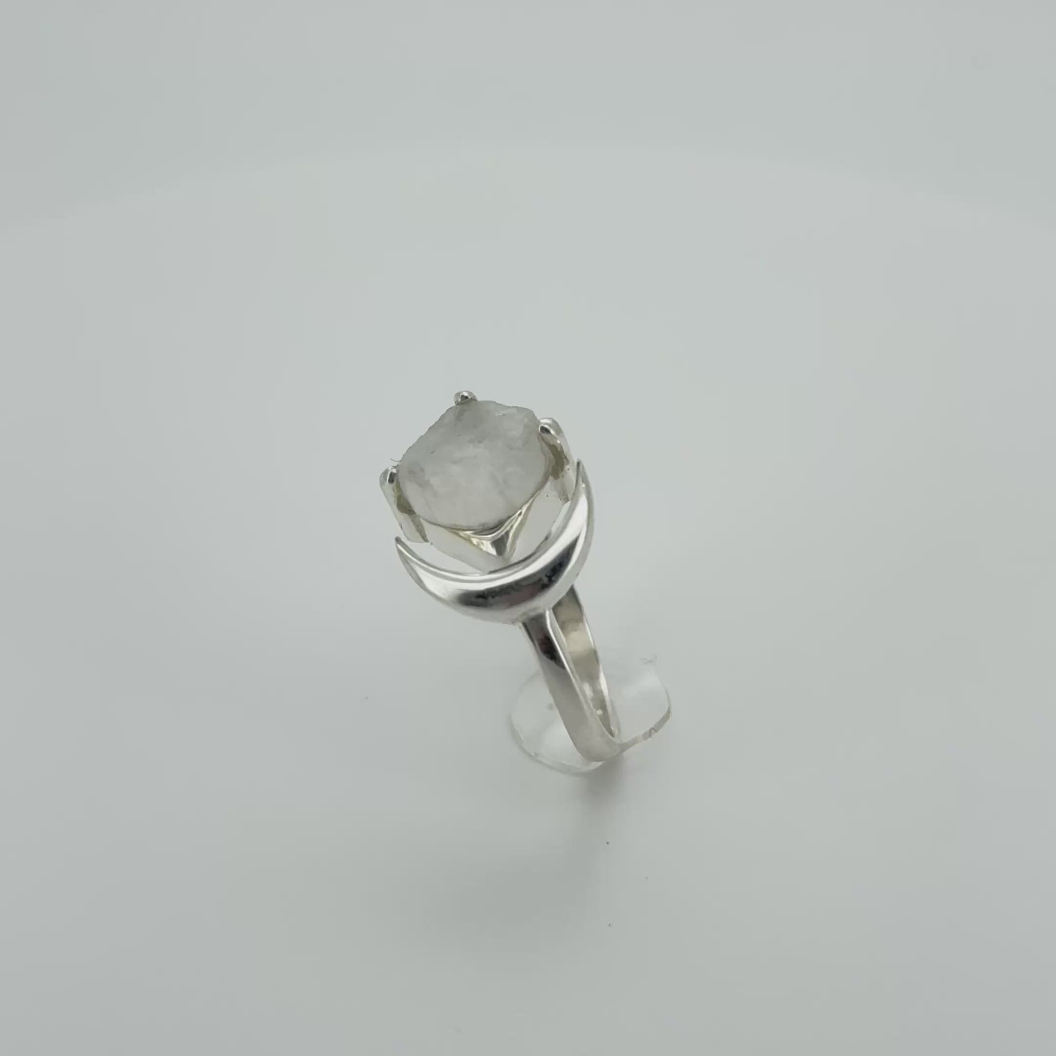 Natural Moonstone Ring - Adjustable 925 Sterling Silver